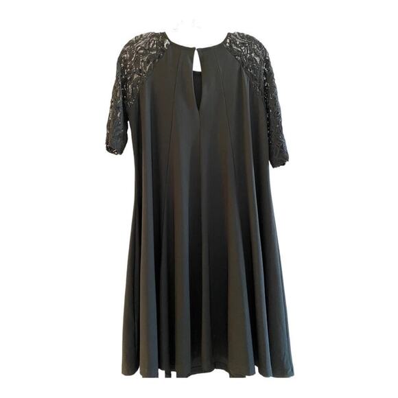 Dress black 3/4 Lace Sleeve  non wrinkle Polyester spandex blend comfortable M
C - Picture 5 of 12